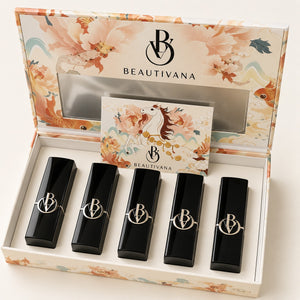 Luxury 5-Piece Lipstick Gift Set with Decorative Box – Cream Matte Lipsticks