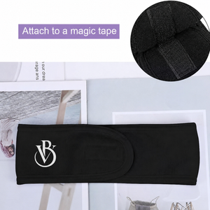 Beautivana Microfiber Skincare Headbands showing adjustable closure and soft material for hair management.