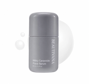 Beautivana ceramide face serum in a gray bottle with white background, 2.2 fl oz, nourishing and hydrating formula.