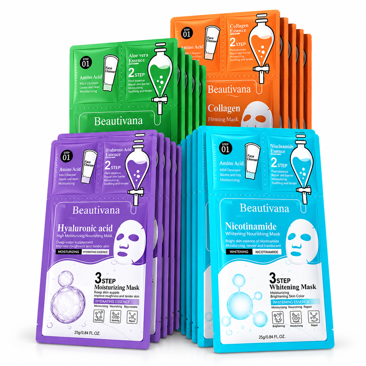 Beautivana 4-Piece Hydrating Facial Mask Set product image