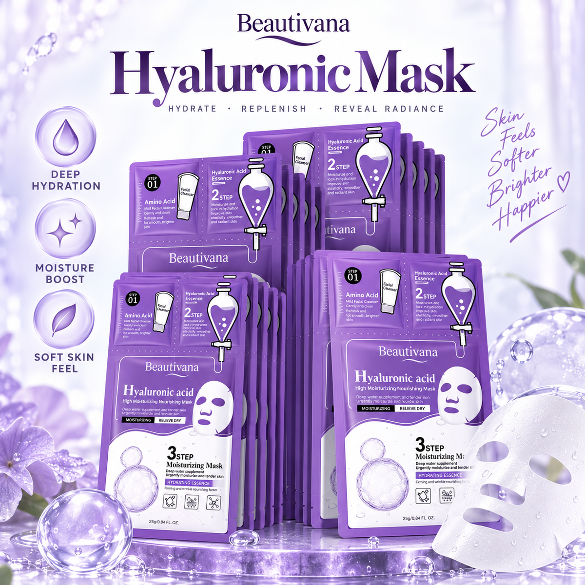 Beautivana 4-Piece Hydrating Facial Mask Set product image