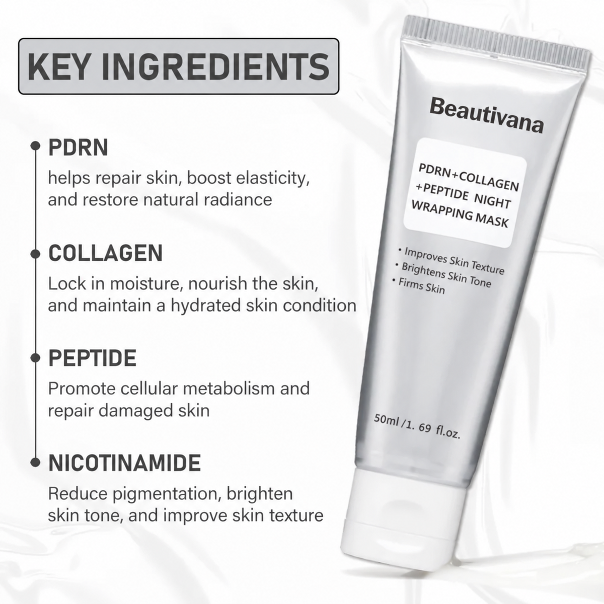 Beautivana PDRN Collagen Peptide Night Wrapping Mask 1.69 fl oz product image