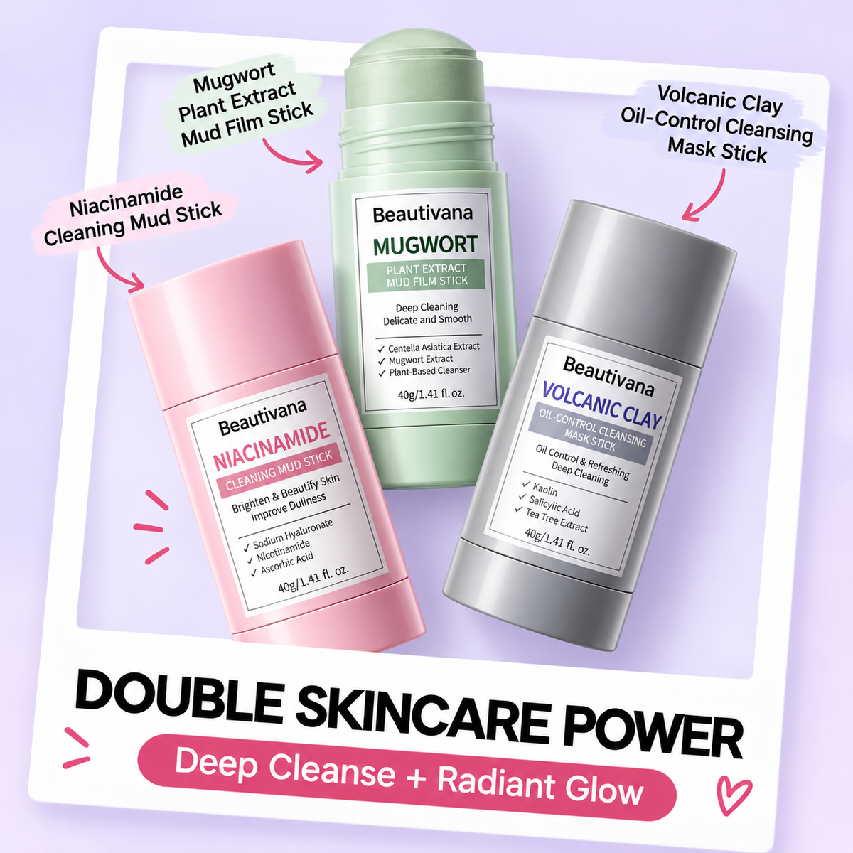 Beautivana 3-Piece Mud Mask Stick Set product image