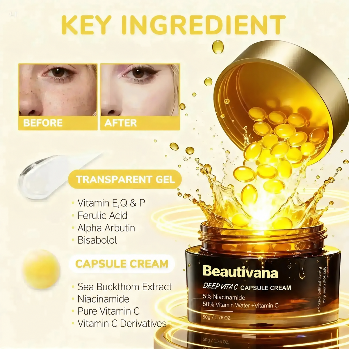 Beautivana Vitamin C Capsule Cream Moisturizer product image