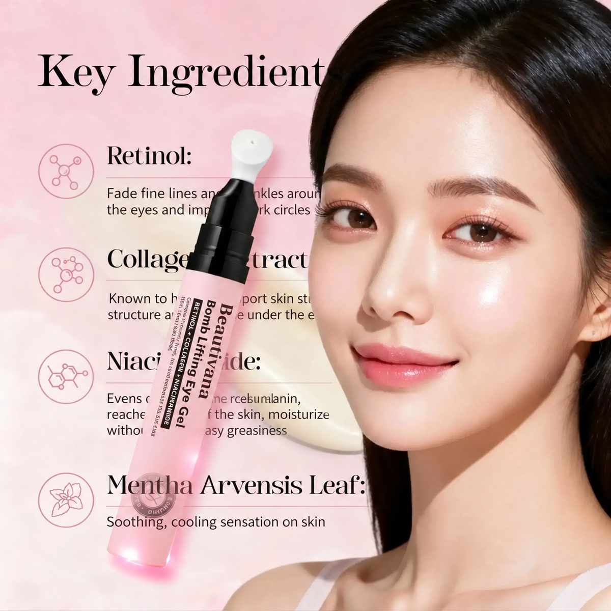 Beautivana Under-Eye Gel with Retinol Collagen and Niacinamide product image