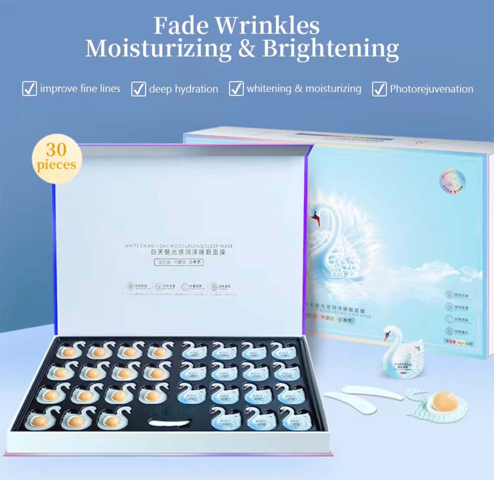 AIVI overnight hydrating capsules White Swan Sleep Mask 30-piece set for fading wrinkles, moisturizing & brightening skin