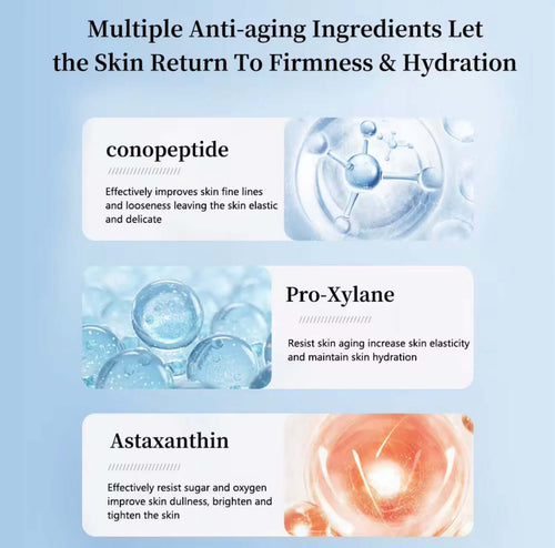 overnight hydrating capsules with conopeptide, Pro-Xylane & Astaxanthin for anti-aging firmness and hydration