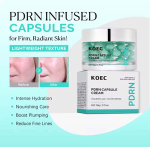 KOEC PDRN capsule cream hydrating gel moisturizer for firm radiant skin before after results lightweight texture