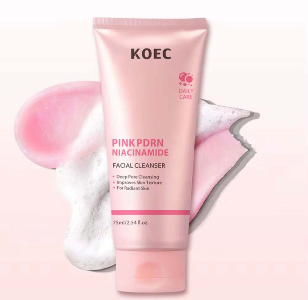KOEC Pink PDRN Niacinamide Facial Cleanser 75ml - gentle morning cleanser for deep pore cleansing and radiant skin.