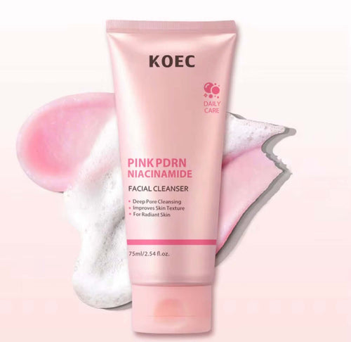 KOEC Pink PDRN Niacinamide Facial Cleanser 75ml - gentle morning cleanser for deep pore cleansing and radiant skin.
