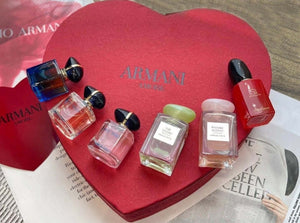 Luxury Mini Perfume Gift Set – Designer Inspired Fragrance Collection in Heart Box (6PCS) displayed in elegant packaging.