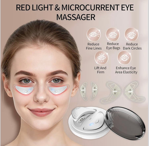Beautivana red light microcurrent eye massager for reducing fine lines and dark circles while enhancing elasticity.