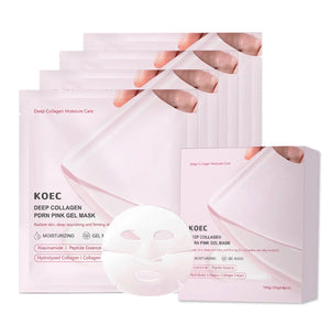 KOEC Deep Collagen PDRN Pink Gel Mask – 4‑Pack / Jelly Sheet Mask for Deep Hydration & Firmness