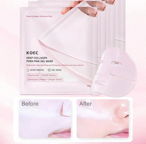 KOEC Deep Collagen PDRN Pink Gel Mask – 4‑Pack / Jelly Sheet Mask for Deep Hydration & Firmness