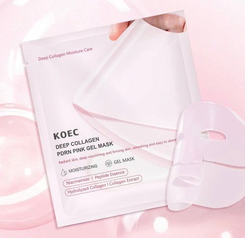 KOEC Deep Collagen PDRN Pink Gel Mask – 4‑Pack / Jelly Sheet Mask for Deep Hydration & Firmness