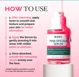 KOEC Pink Spicule Serum B12 – Vitamin B12 Facial Treatment for Dark Circles, Fine Lines & Puffiness (1.01 fl oz)