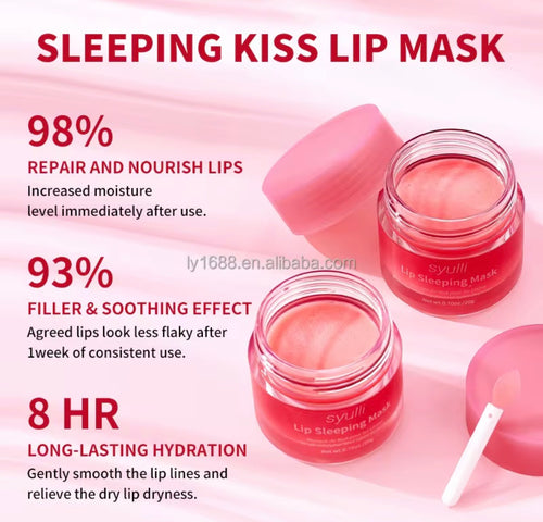 Sleeping Kiss Lip Mask in jars showcasing benefits for rejuvenating dry lips with hydrating lip sleeping mask for dry lips.