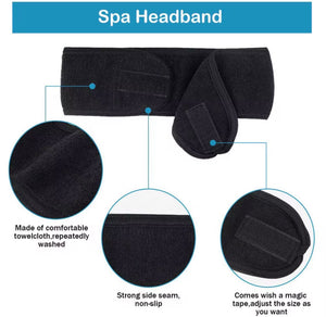 Beautivana Microfiber Skincare Headbands in black, perfect for securing hair during skincare routines.