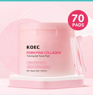 KOEC PDRN Pink Collagen Toning Gel Toner Pads – 70 Pads / 100 mL for Radiance & Clarity