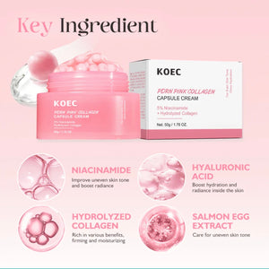 KOEC PDRN Pink Collagen Capsule Cream – 5% Niacinamide & Hydrolyzed Collagen (50g)