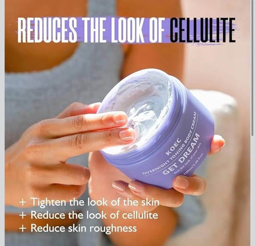 KOEC overnight firming body cream reduces cellulite, tightens skin, and reduces roughness for smoother, firmer skin overnight