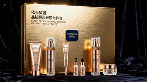 Mercilen Premium Diamond Gold Korean Skin Care Beauty Set, Luxury Skincare Collection with Vitamin C Essence Hydrating Anti-Aging Serum for Face Beauty Skin Care Set