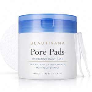 Beautivana Pore Pads – Hydrating Daily Care Toner Pads for smooth, refreshed skin with salicylic acid and hyaluronic acid.