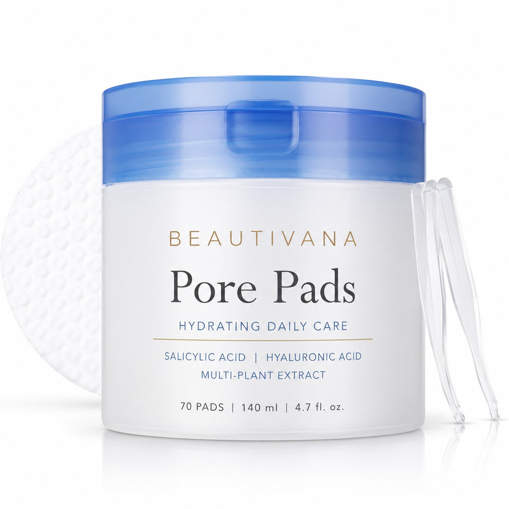 Beautivana Pore Pads – Hydrating Daily Care Toner Pads for smooth, refreshed skin with salicylic acid and hyaluronic acid.