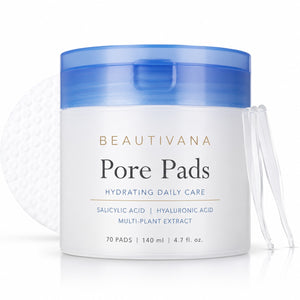 Beautivana Pore Pads – Hydrating Daily Care Toner Pads for smooth, refreshed skin with salicylic acid and hyaluronic acid.