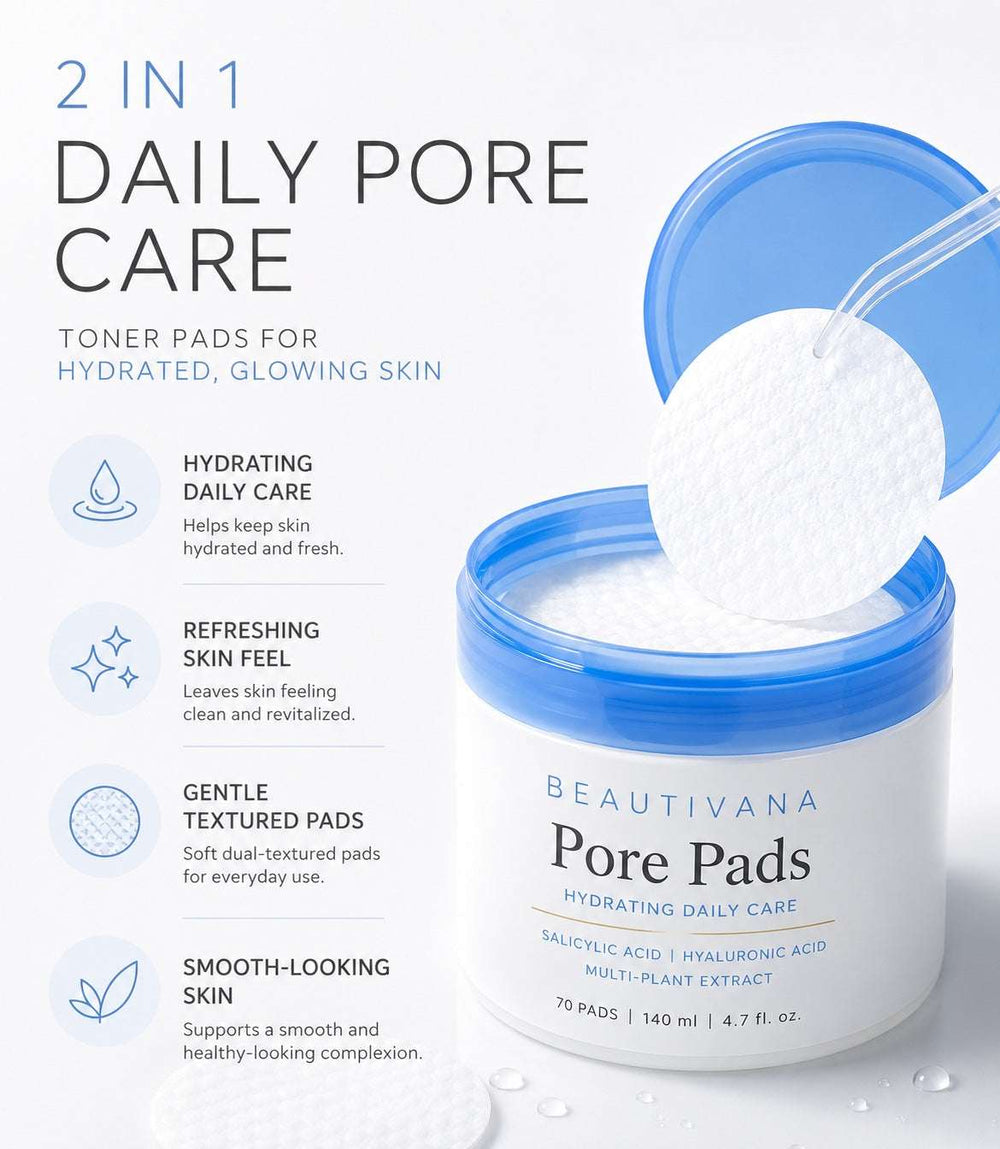 Beautivana Pore Pads product image showing hydrating toner pads for smooth, refreshed, and glowing skin.