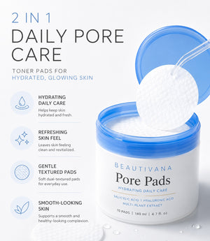 Beautivana Pore Pads product image showing hydrating toner pads for smooth, refreshed, and glowing skin.