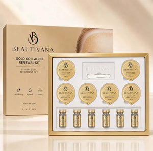 Beautivana 24K gold collagen repair treatment kit with serums and creams for deep hydration and anti-aging renewal