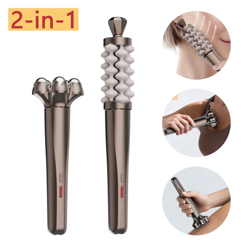 Beautivana 2-in-1 face and body massage roller with two interchangeable heads