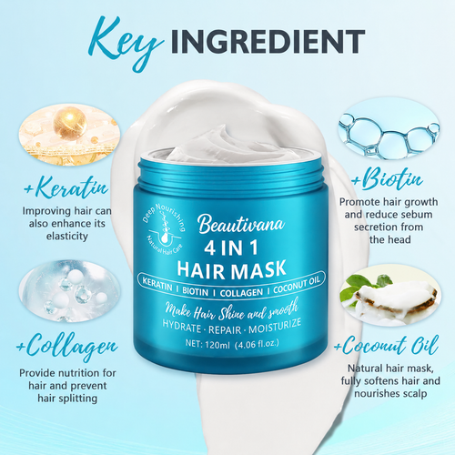 Keratin biotin collagen coconut oil hair mask by Beautivana