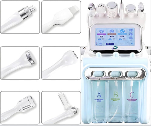 7-in-1 hydro microdermabrasion facial machine with multifunction treatment handpieces