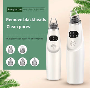 Five speed adjustable suction pore vacuum with multiple suction heads