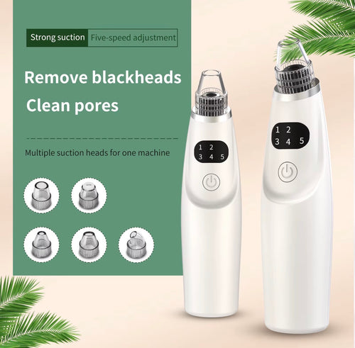 Five speed adjustable suction pore vacuum with multiple suction heads