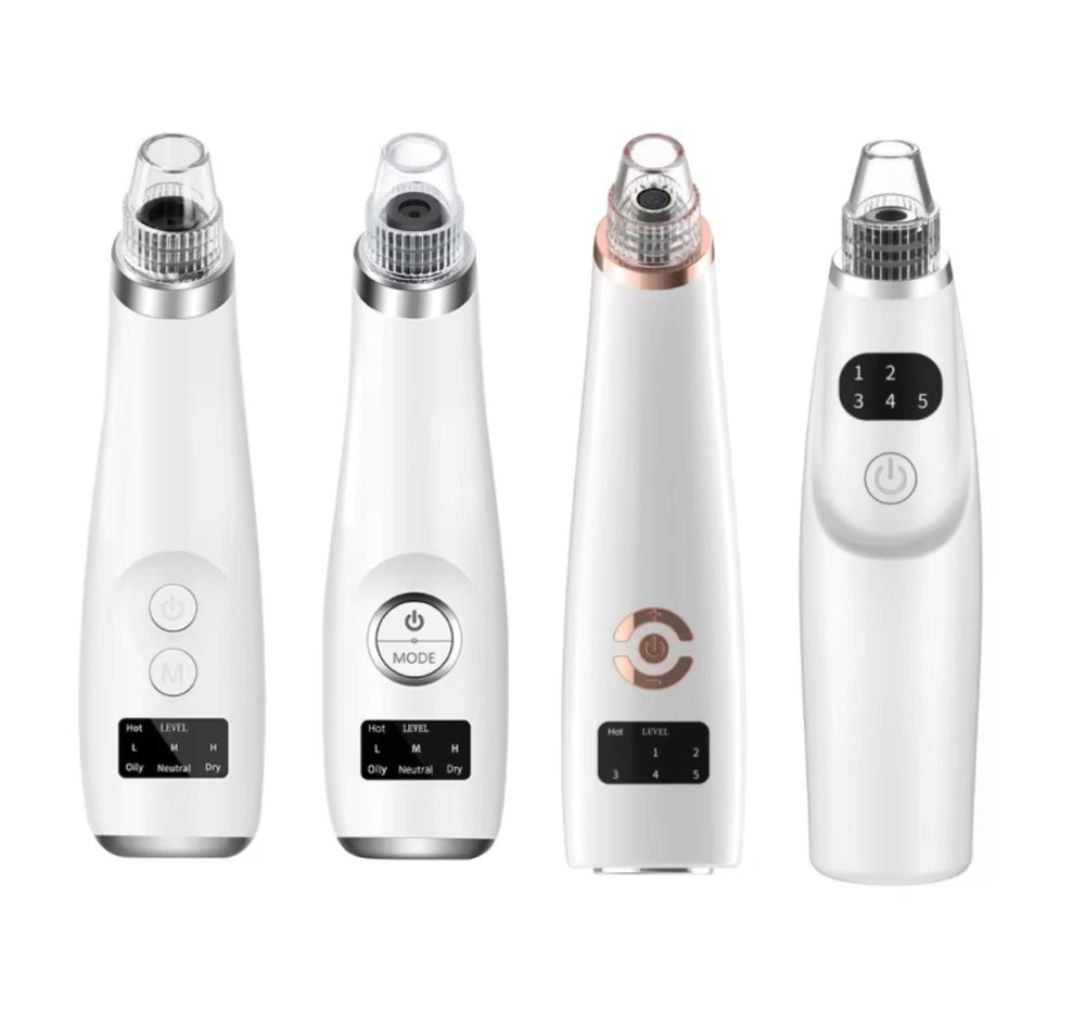 Pore vacuum beauty device styles and adjustable suction controls