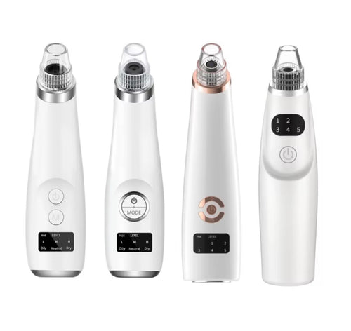 Pore vacuum beauty device styles and adjustable suction controls