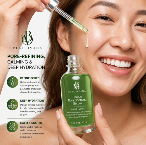 Beautivana Cactus Pore Soothing Serum skincare application
