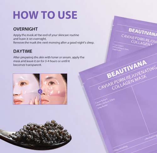 How to use Beautivana Caviar PDRN collagen mask