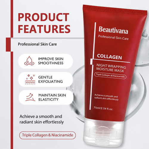 Collagen night wrapping mask with application brush