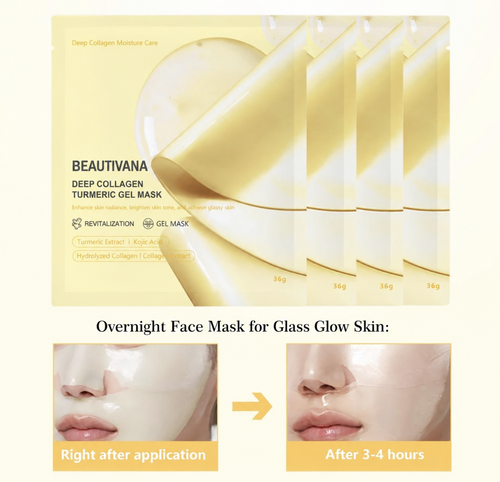 Beautivana Deep Collagen Turmeric Gel Mask four pack application results