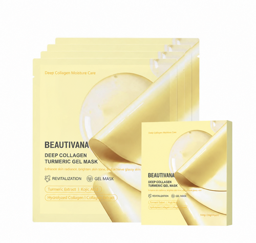 Beautivana Deep Collagen Turmeric Gel Mask four pack with retail box