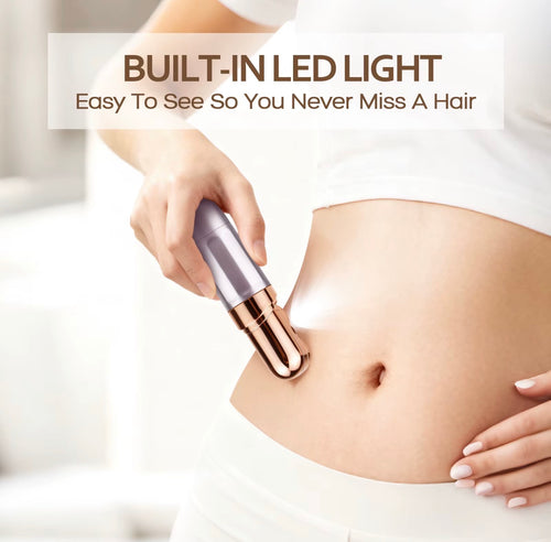 Electric body shaver with built-in LED light for improved visibility while grooming