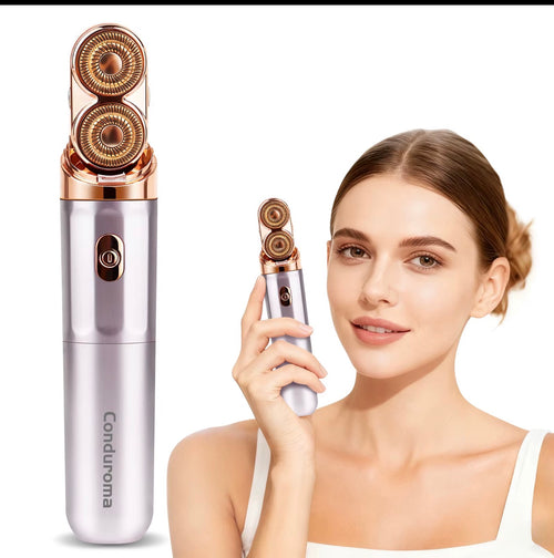 Beautivana dual-head electric face and body shaver with rose gold grooming heads
