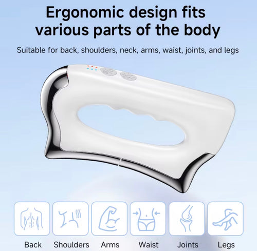 Ergonomic heated body massage tool for back shoulders arms waist and legs