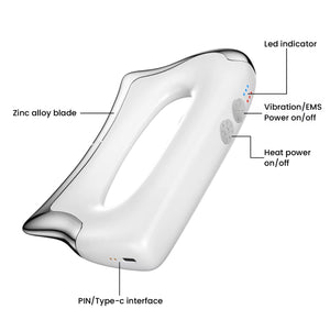 Heated EMS vibration massage tool controls LED indicator and Type-C charging port