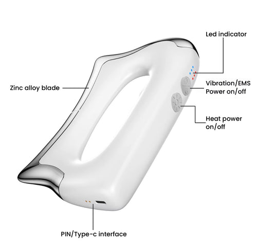 Heated EMS vibration massage tool controls LED indicator and Type-C charging port