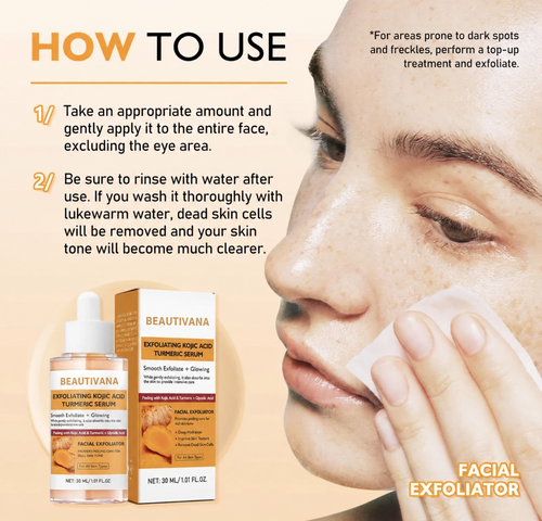 How to use Beautivana Exfoliating Kojic Acid Turmeric Serum